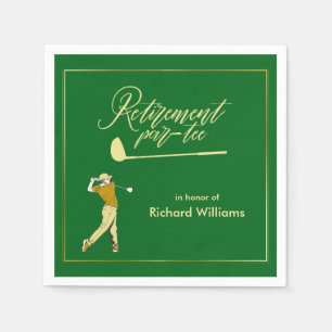 Retirement Golf Party Classic Green Golden Player Napkin