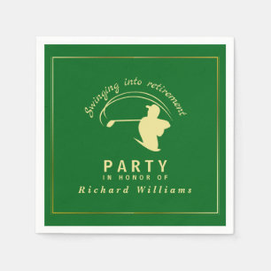 Retirement Golf Party Classic Green Golden Player  Napkin
