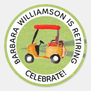 Retirement Golf Themed Party Personalise Classic Round Sticker