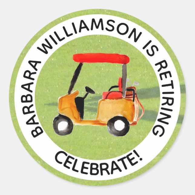 Retirement Golf Themed Party Personalise   Classic Round Sticker (Front)