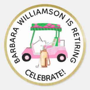 Retirement Golf Themed Party Personalise  Classic Round Sticker