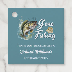 Retirement Gone Fishing Big Fish Retired Fisherman Favour Tags