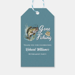 Retirement Gone Fishing Big Fish Retired Fisherman Gift Tags