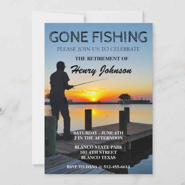 Retirement Gone Fishing Coast Beach Invitation (Front)