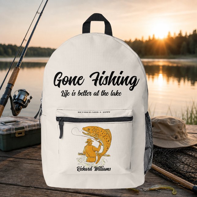 Retirement Gone Fishing Life is Better Retired  Printed Backpack (Creator Uploaded)