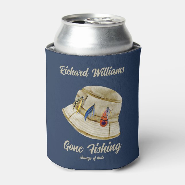 Retirement Gone Fishing Retired Fisherman Hat Can Cooler (Can Front)