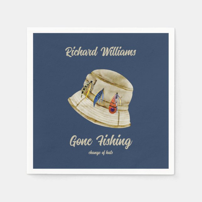 Retirement Gone Fishing Retired Fisherman Hat Napkin (Front)
