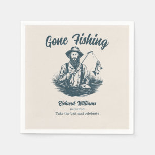 Retirement Gone Fishing Retired Fisherman Vintage Napkin