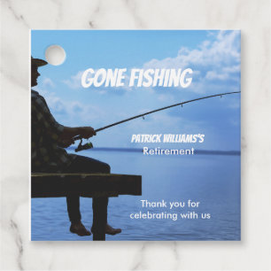 Retirement Gone Fishing Sunset Retired Fisherman Favour Tags