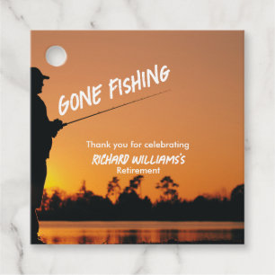 Retirement Gone Fishing Sunset Retired Fisherman Favour Tags