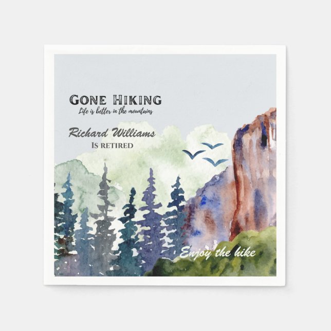 Retirement Gone Hiking Life is Better Mountains Napkin (Front)