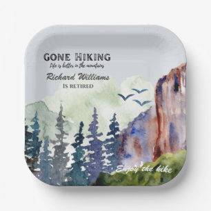 Retirement Gone Hiking Life is Better Mountains Paper Plate