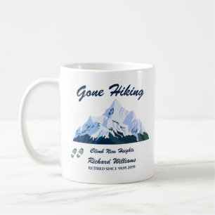 Retirement Gone Hiking Snowy Mountains Happy Trail Coffee Mug