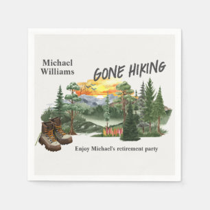 Retirement Gone Hiking to the Mountains Sunrise Napkin