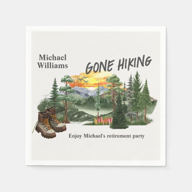 Retirement Gone Hiking to the Mountains Sunrise    Napkin (Front)