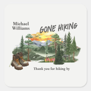 Retirement Gone Hiking to the Mountains Sunrise    Square Sticker
