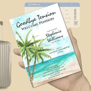 Retirement Goodbye Tension Summer Beach Party  Invitation