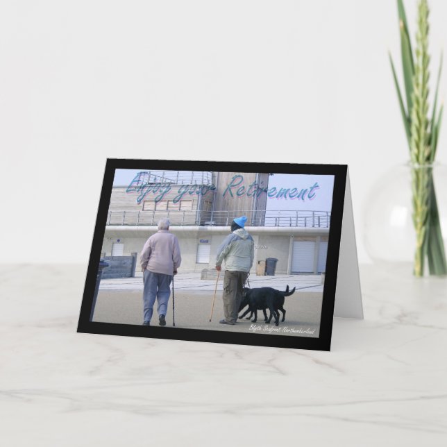 Retirement greeting card picture of Blyth and men (Front)