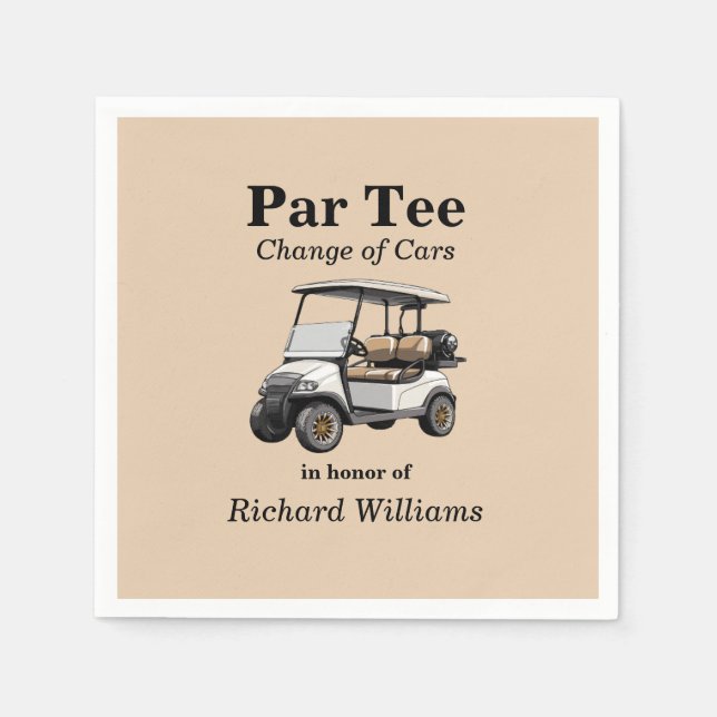 Retirement Grey Golf Cart Par Tee Themed Napkin (Front)