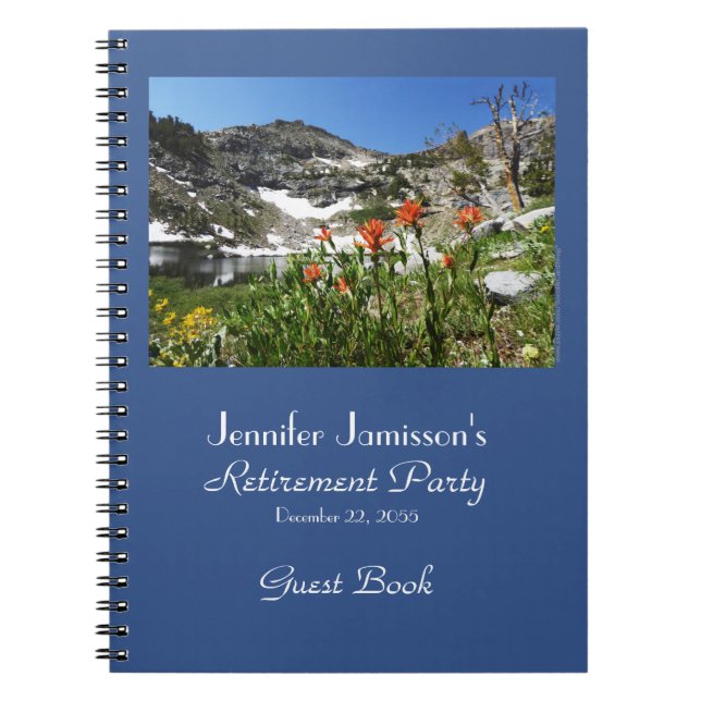 Retirement Guest Book, Mountains Lake Wildflowers Notebook (Front)