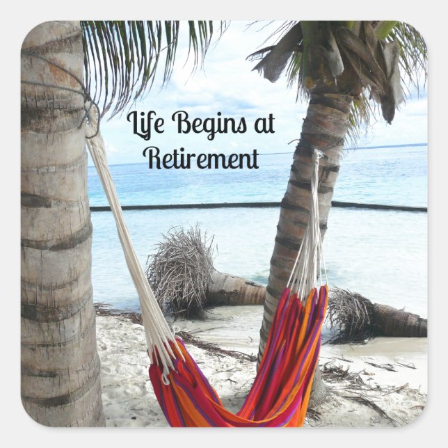 Retirement: Hammock on the Beach Square Sticker (Front)