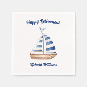 Retirement Happy Retirement Sailboat Watercolor Napkin