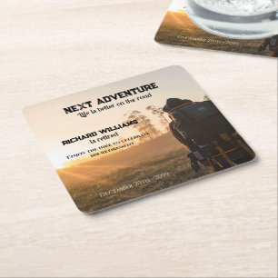 Retirement Hiking Next Adventure on the Road Square Paper Coaster