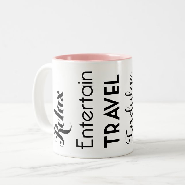 Retirement Inspiration Words Black Typography Two-Tone Coffee Mug (Front Left)
