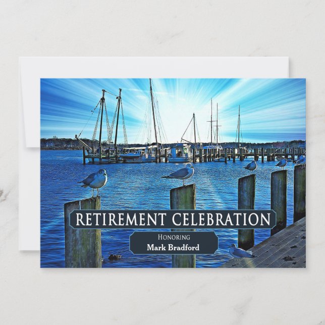 RETIREMENT INVITATION - MARINA - SHADES OF BLUE (Front)