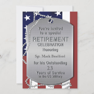 Retirement Invitation - Military - Dog Tags-MALE
