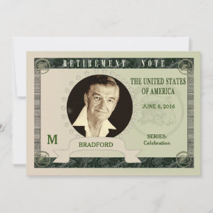 RETIREMENT INVITATION - MONEY NOTE - PHOTO INSERT
