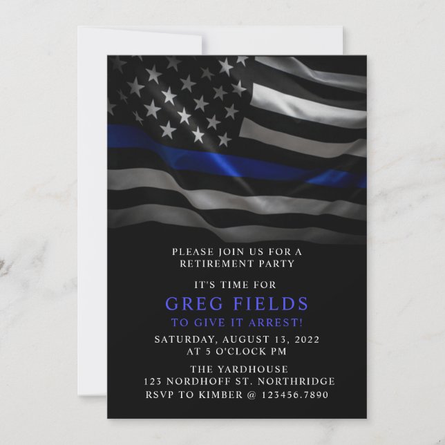 Retirement invite, Police Retirement, Surprise Invitation (Front)