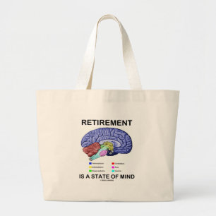 Retirement Is A State Of Mind (Anatomical Brain) Large Tote Bag