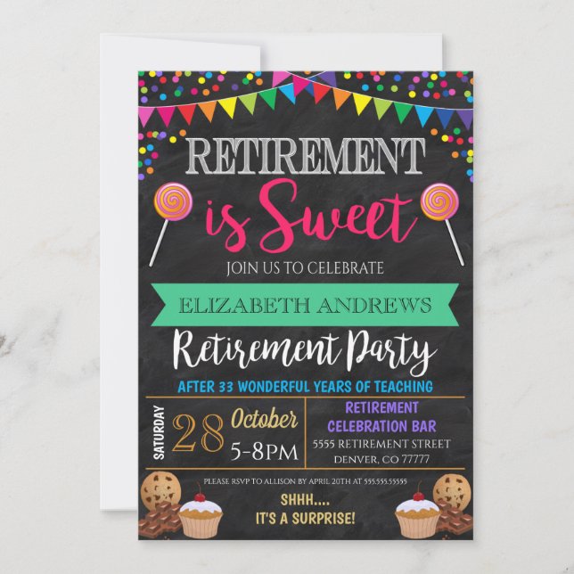 Retirement is Sweet Party Invitation (Front)