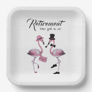 Retirement looks good on us! Chic Classy Flamingo Paper Plate