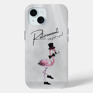 Retirement looks good on you! Dapper Pink Flamingo iPhone 15 Case