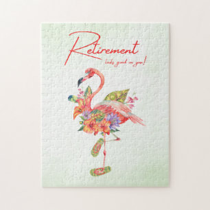 Retirement looks good on you! Tropical Flamingo Jigsaw Puzzle