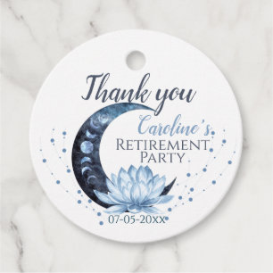 Retirement Lotus Flower Blue Party Thank You Favo Favour Tags