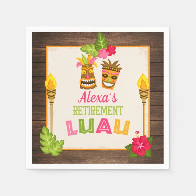 Retirement Luau Paper Napkins (Front)