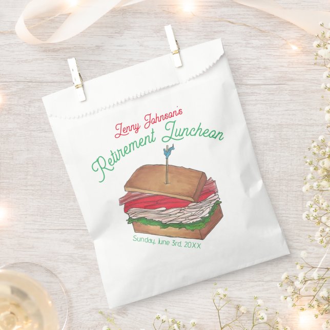 Retirement Luncheon Lunch Turkey Club Sandwich Favour Bags (Clipped)