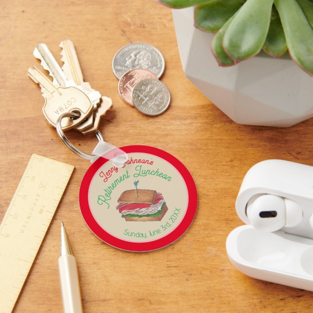 Retirement Luncheon Lunch Turkey Club Sandwich Key Ring (Desk)
