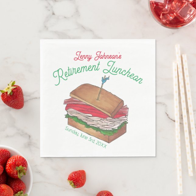 Retirement Luncheon Lunch Turkey Club Sandwich Napkin (Insitu)