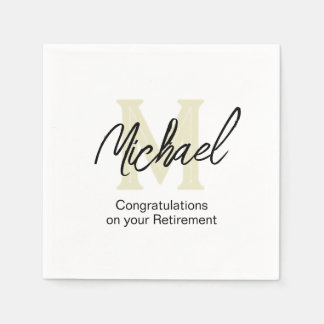 Retirement Minimalist Monogram Paper Napkin