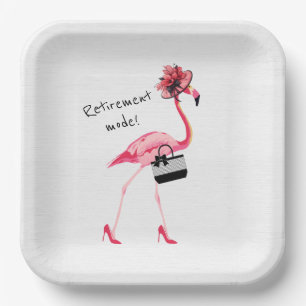 Retirement Mode! Chic Classy Pink Flamingo Paper Plate