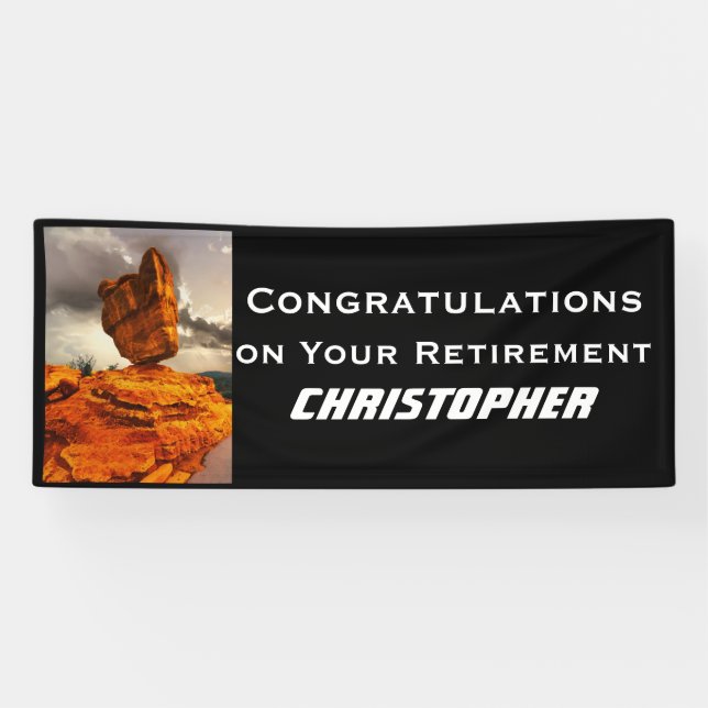 Retirement, Name, Balanced Rock Jumbo Banner (Horizontal)