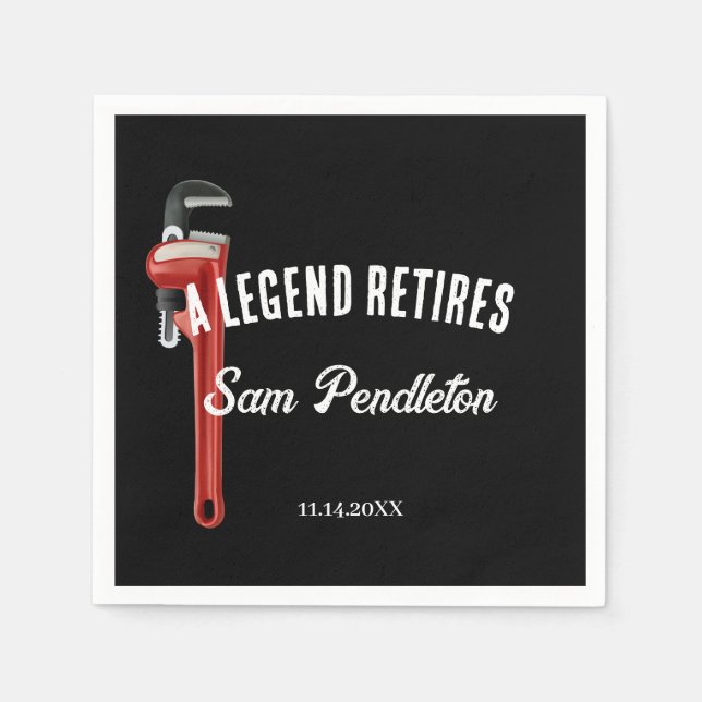 Retirement Napkins For A Plumber (Front)