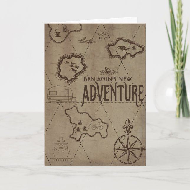 Retirement New Adventure Map Congratulations Card (Front)