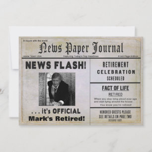 RETIREMENT NEWS FLASH INVITE -PHOTO & NAME INSERT