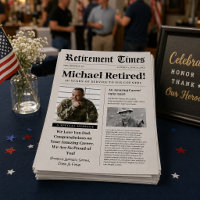 Retirement Newspaper Sign Gift Military