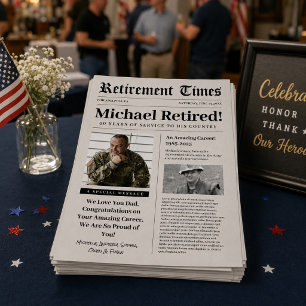 Retirement Newspaper Sign Gift Military Custom Letterhead
